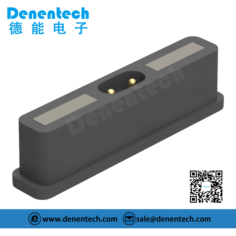 Denentech   hot selling Rectangular magnetic pogo pin 2P straight male magnetic pogo pin charger customized